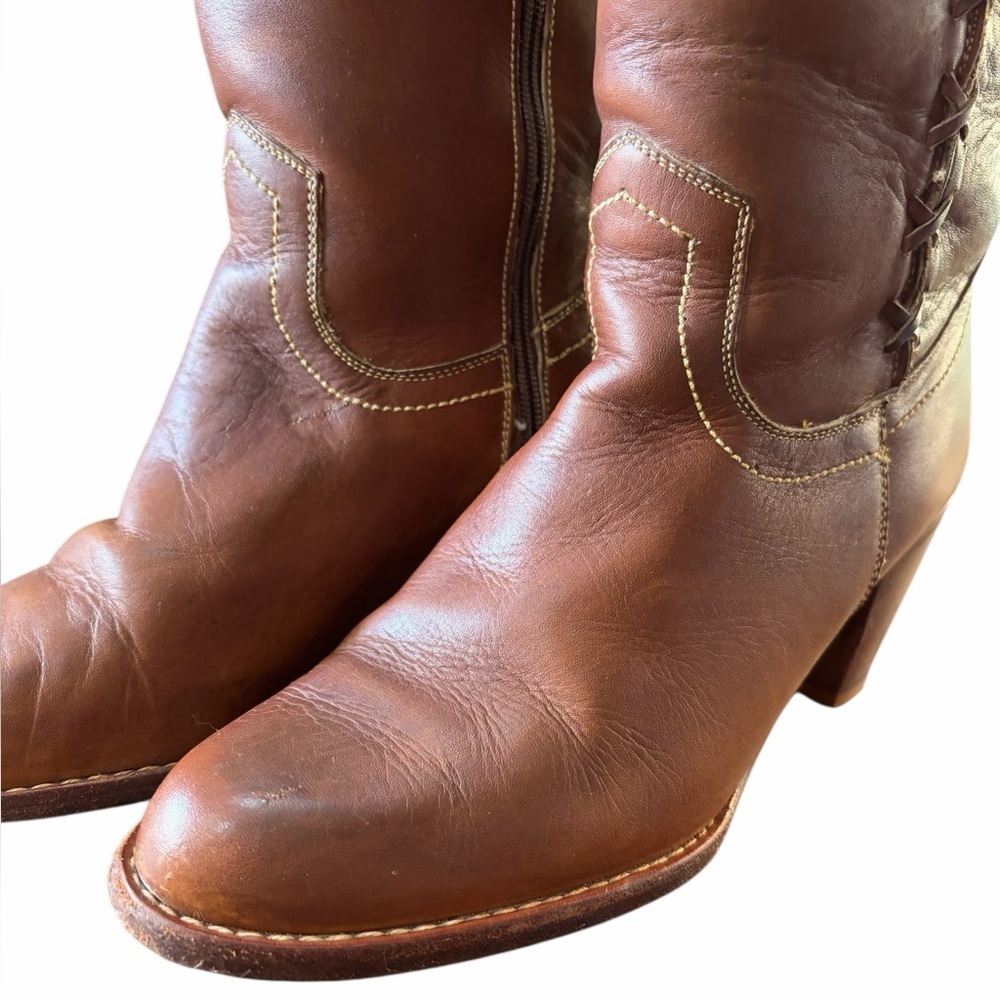 80’s Latinas Braid Vintage Leather Circle S Brazilian Campus Boot - Picture 5 of 16